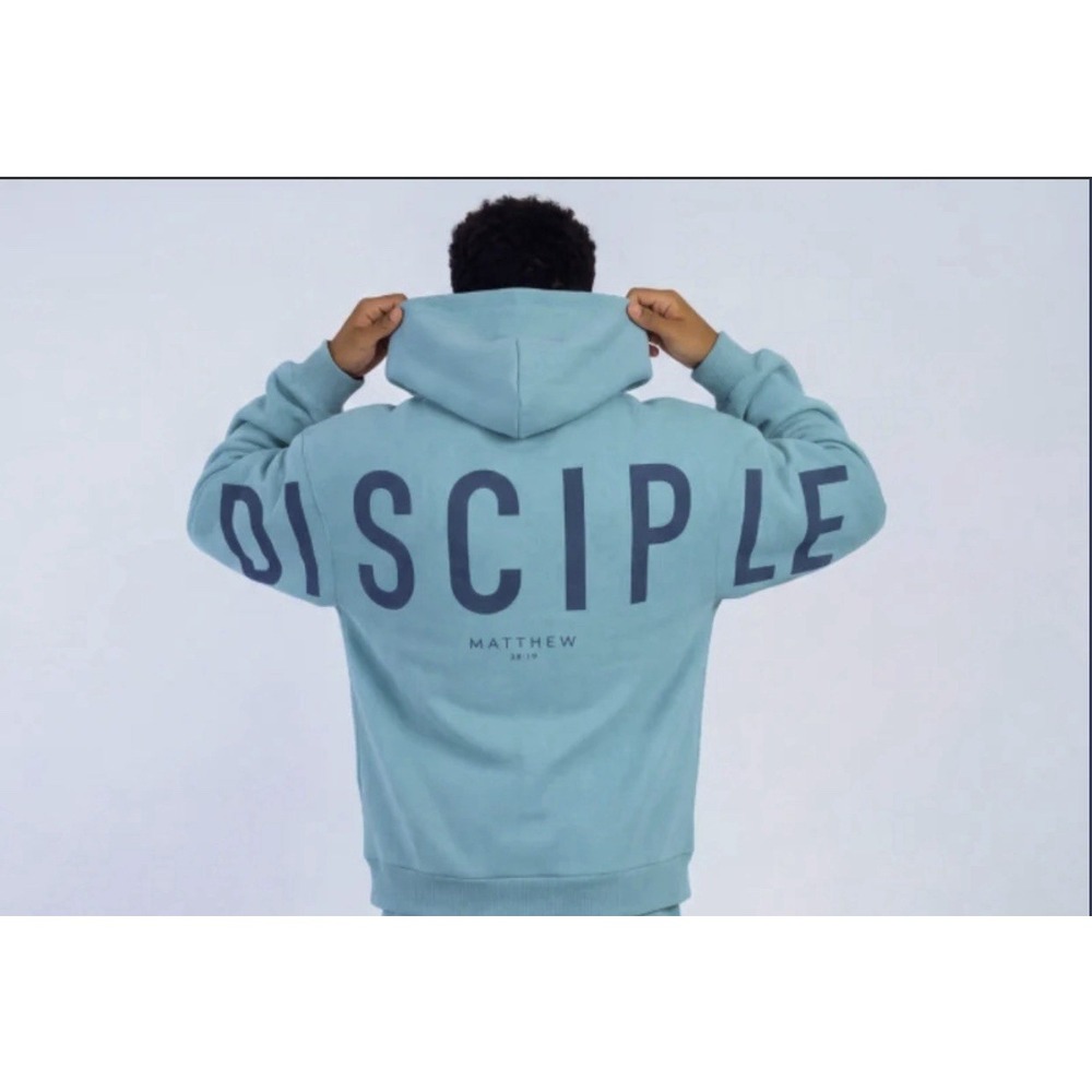 GLO Disciple Zip Up Hoodie Dusty Turquoise Size Medium Christian Streetwear NEW!